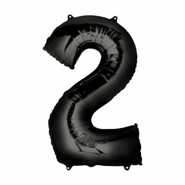 Numbered Foil Balloons – 66cm | Black Number Foil Balloon #2 – 66Cm