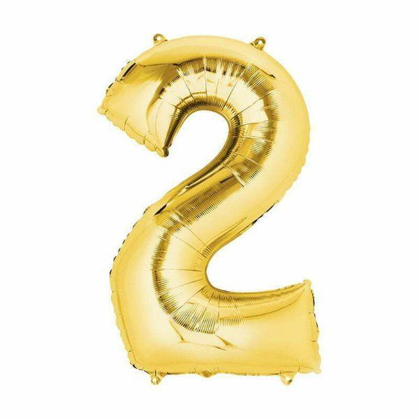 Numbered Foil Balloons – 66cm | Gold Number Foil Balloon #2 – 66Cm