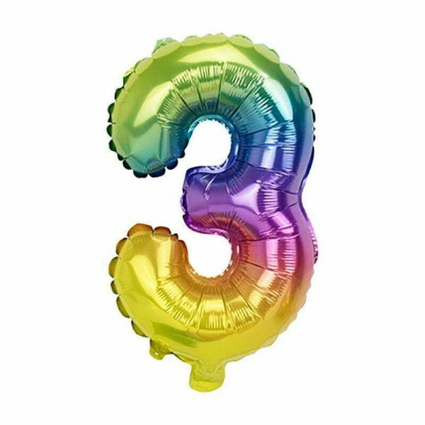 Numbered Foil Balloons – 66cm | Rainbow Number Foil Balloons #3 – 66Cm