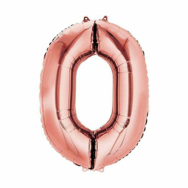 Numbered Foil Balloons – 66cm | Rose Gold Number Foil Balloons #0 – 66Cm