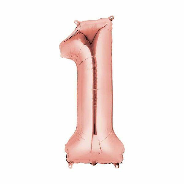 Numbered Foil Balloons – 66cm | Rose Gold Number Foil Balloons #1 – 66Cm