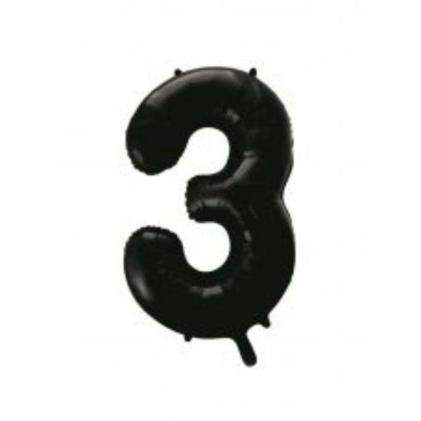 Numbered Foil Balloons – 86 cm | Black Number 3 Foil Balloon – 86Cm