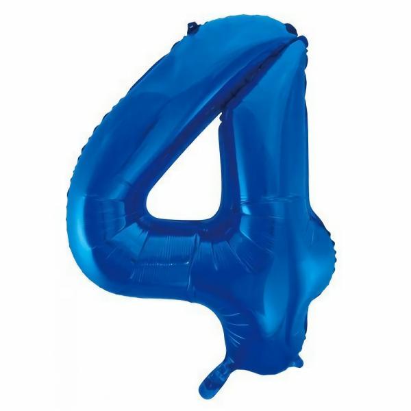 Numbered Foil Balloons – 86 cm | Blue Decrotex Number 4 Foil Balloon – 86Cm