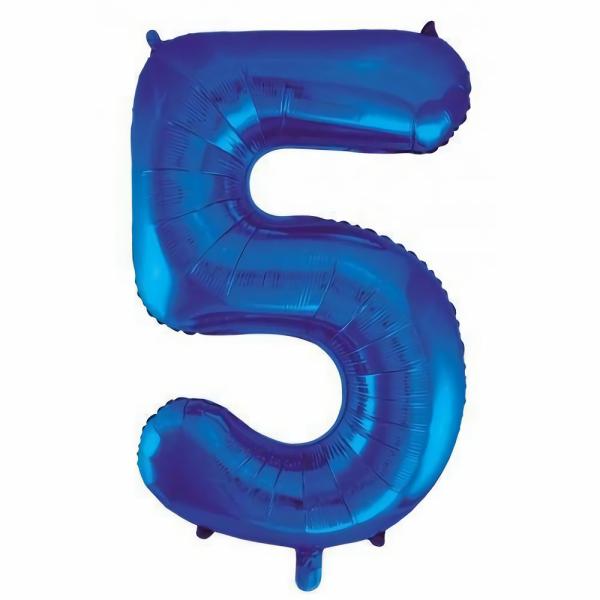 Numbered Foil Balloons – 86 cm | Blue Decrotex Number 5 Foil Balloon – 86Cm