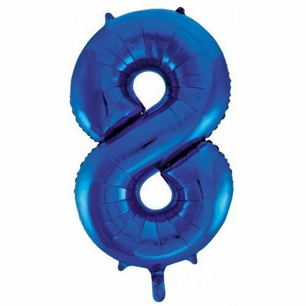 Numbered Foil Balloons – 86 cm | Blue Decrotex Number 8 Foil Balloon – 86Cm