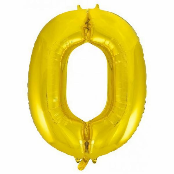 Numbered Foil Balloons – 86 cm | Gold Decrotex Number 0 Foil Balloon – 86Cm