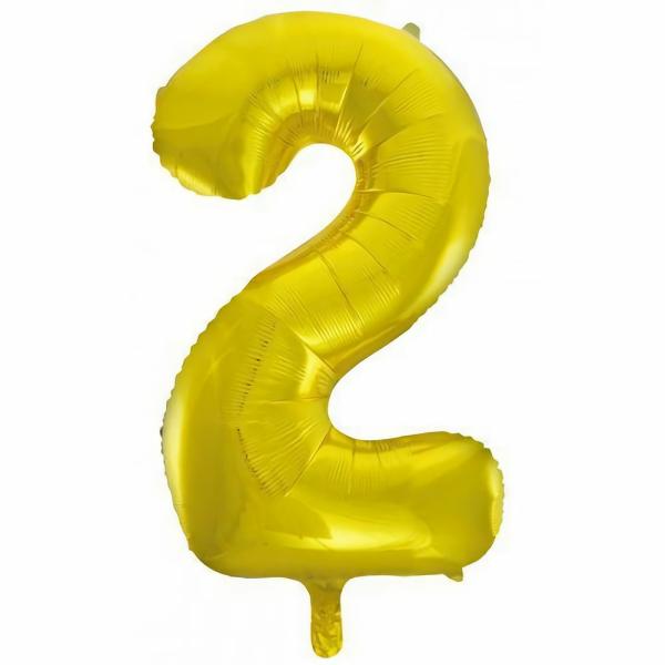 Numbered Foil Balloons – 86 cm | Gold Decrotex Number 2 Foil Balloon – 86Cm