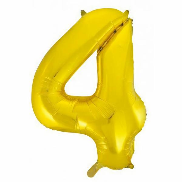 Numbered Foil Balloons – 86 cm | Gold Decrotex Number 4 Foil Balloon – 86Cm