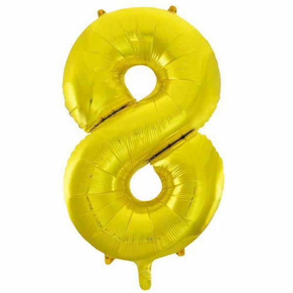 Numbered Foil Balloons – 86 cm | Gold Decrotex Number 8 Foil Balloon – 86Cm