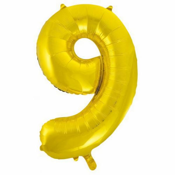 Numbered Foil Balloons – 86 cm | Gold Decrotex Number 9 Foil Balloon – 86Cm