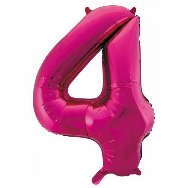 Numbered Foil Balloons – 86 cm | Hot Pink Decrotex Number 4 Foil Balloon – 86Cm