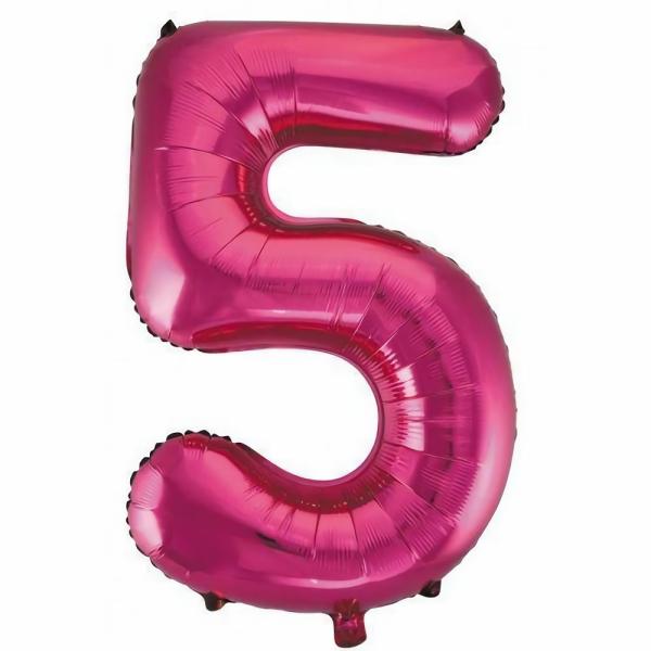 Numbered Foil Balloons – 86 cm | Hot Pink Decrotex Number 5 Foil Balloon – 86Cm