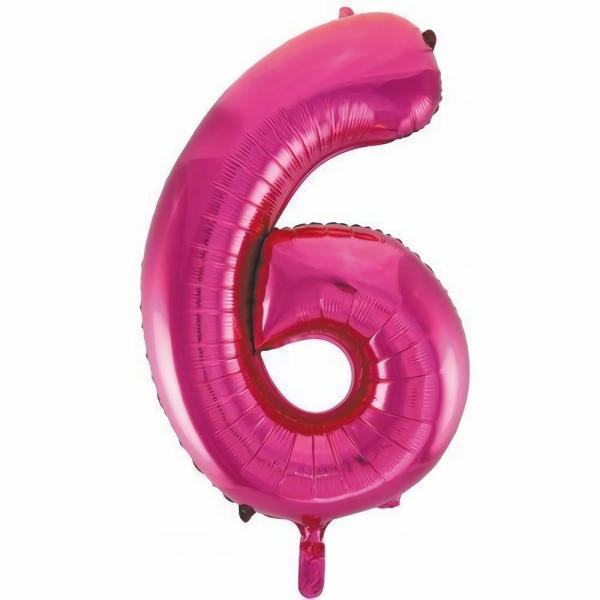 Numbered Foil Balloons – 86 cm | Hot Pink Decrotex Number 6 Foil Balloon – 86Cm