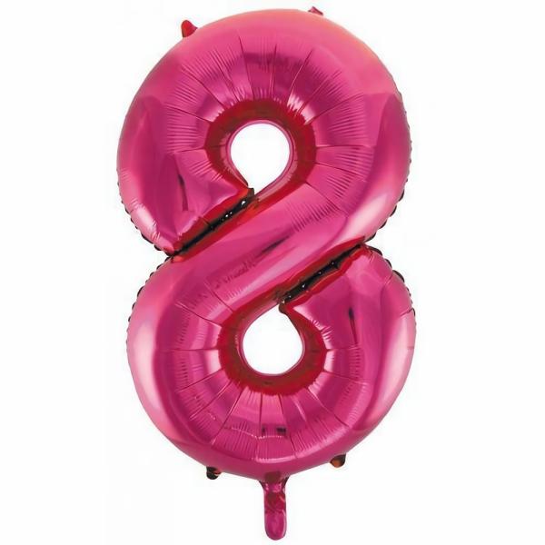 Numbered Foil Balloons – 86 cm | Hot Pink Decrotex Number 8 Foil Balloon – 86Cm