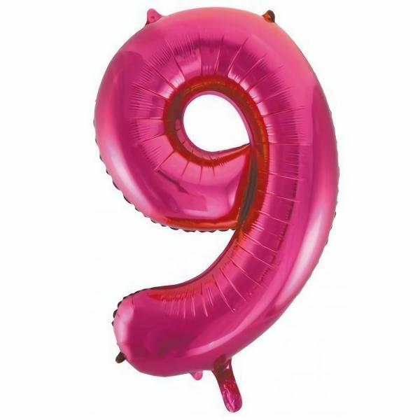 Numbered Foil Balloons – 86 cm | Hot Pink Decrotex Number 9 Foil Balloon – 86Cm