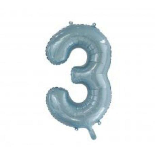 Numbered Foil Balloons – 86 cm | Light Blue Number 3 Foil Balloon – 86Cm