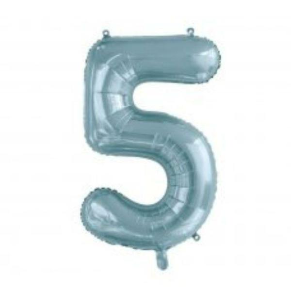 Numbered Foil Balloons – 86 cm | Light Blue Number 5 Foil Balloon – 86Cm