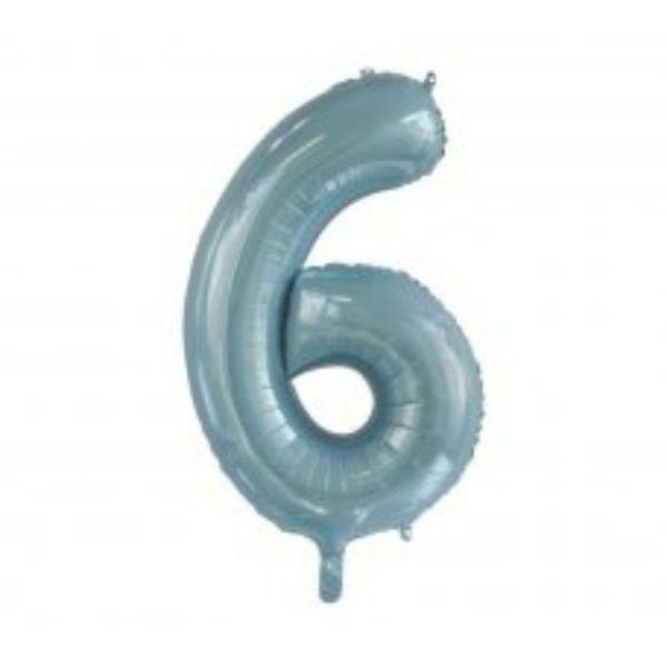 Numbered Foil Balloons – 86 cm | Light Blue Number 6 Foil Balloon – 86Cm