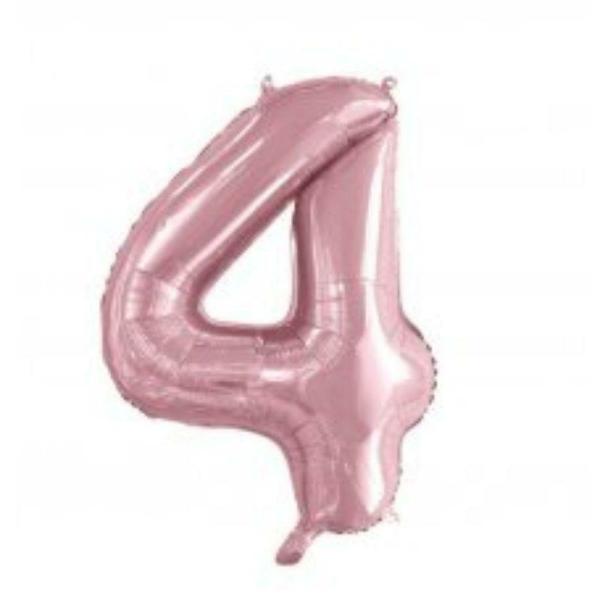 Numbered Foil Balloons – 86 cm | Light Pink Number 4 Foil Balloon – 86Cm