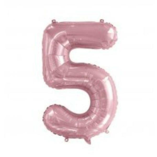 Numbered Foil Balloons – 86 cm | Light Pink Number 5 Foil Balloon – 86Cm