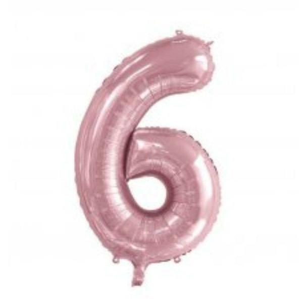 Numbered Foil Balloons – 86 cm | Light Pink Number 6 Foil Balloon – 86Cm