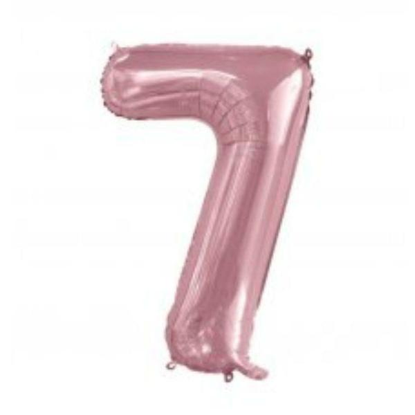 Numbered Foil Balloons – 86 cm | Light Pink Number 7 Foil Balloon – 86Cm