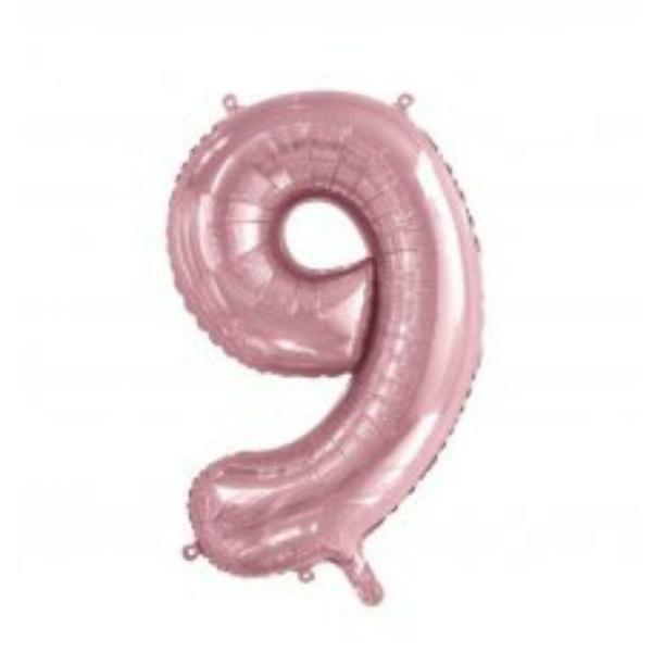 Numbered Foil Balloons – 86 cm | Light Pink Number 9 Foil Balloon – 86Cm