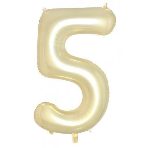 Numbered Foil Balloons – 86 cm | Luxe Gold Number 5 Decrotex Foil Balloon – 86Cm