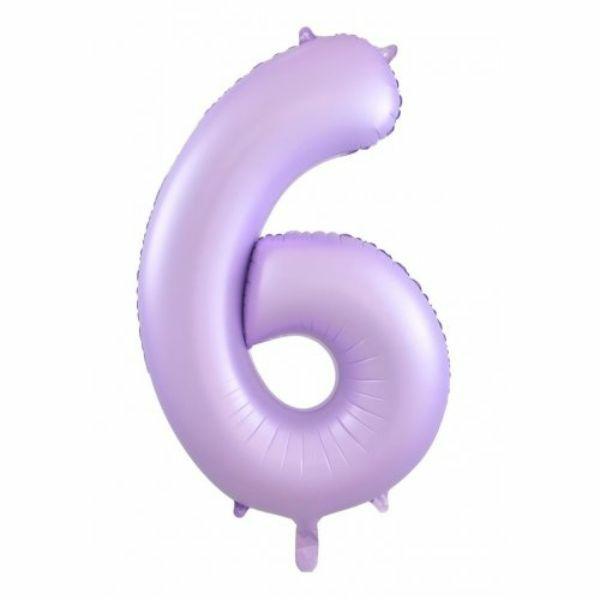 Numbered Foil Balloons – 86 cm | Matt Lilac Decrotex Foil Balloon #6 – 86Cm