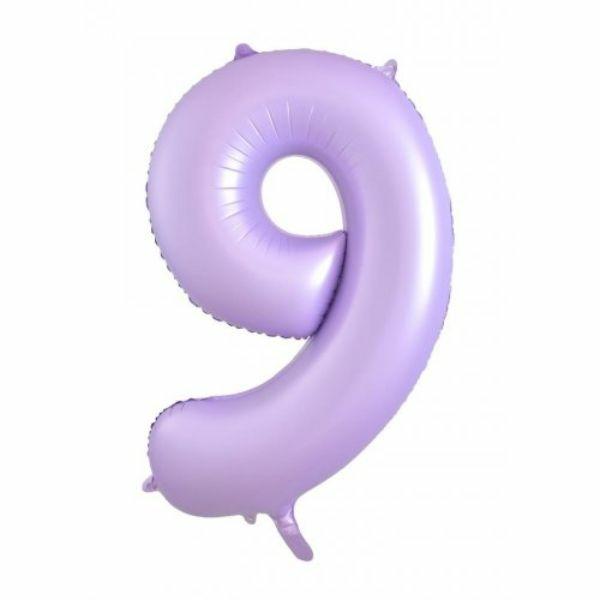 Numbered Foil Balloons – 86 cm | Matt Lilac Decrotex Foil Balloon #9 – 86Cm