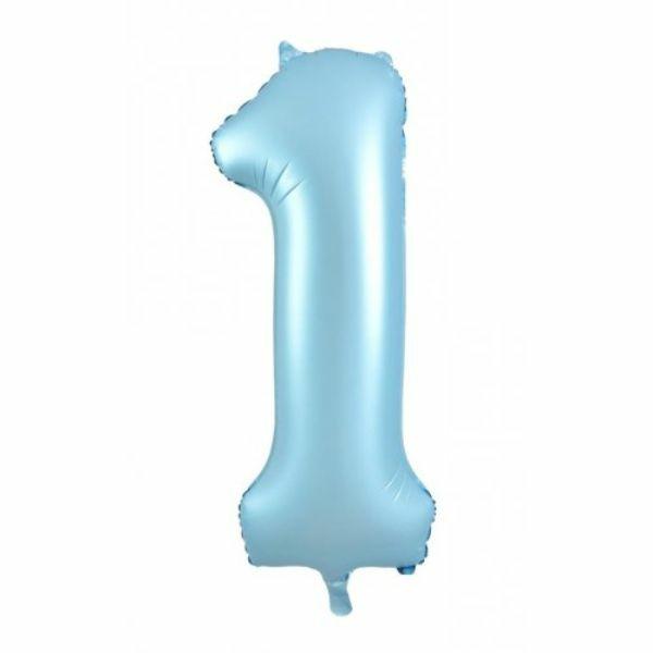 Numbered Foil Balloons – 86 cm | Matt Pastel Blue #1 Decrotex Foil Balloon – 86.36Cm