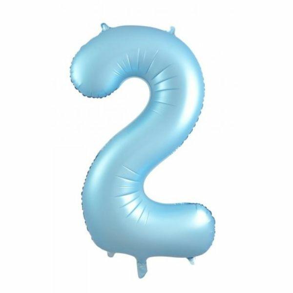 Numbered Foil Balloons – 86 cm | Matt Pastel Blue #2 Decrotex Foil Balloon – 86.36Cm