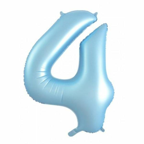 Numbered Foil Balloons – 86 cm | Matt Pastel Blue #4 Decrotex Foil Balloon – 86.36Cm