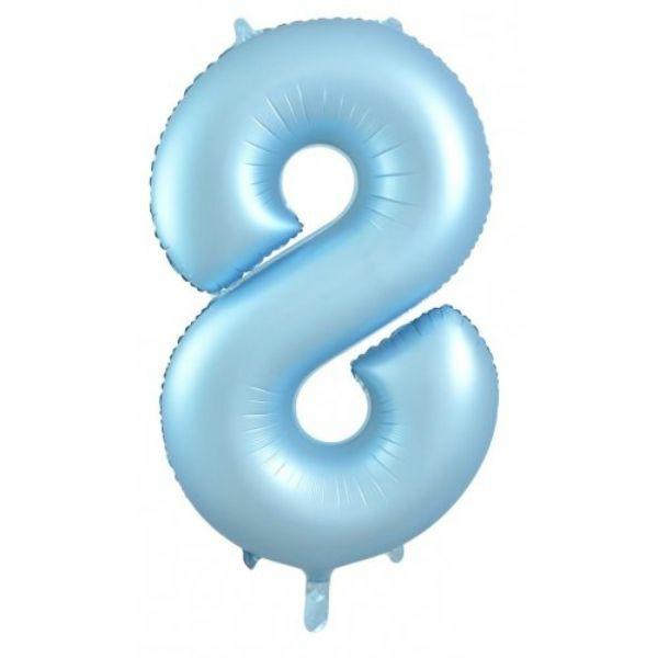 Numbered Foil Balloons – 86 cm | Matt Pastel Blue #8 Decrotex Foil Balloon – 86.36Cm