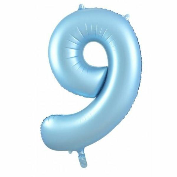 Numbered Foil Balloons – 86 cm | Matt Pastel Blue #9 Decrotex Foil Balloon – 86.36Cm