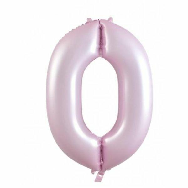 Numbered Foil Balloons – 86 cm | Matt Pastel Pink #0 Decrotex Foil Balloon – 86.36Cm