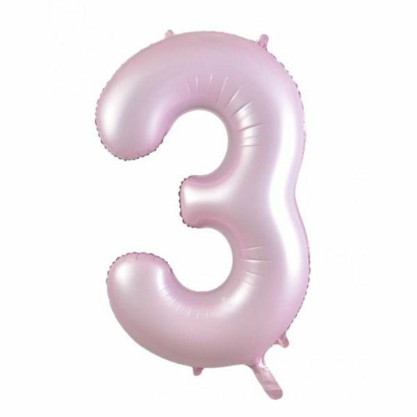 Numbered Foil Balloons – 86 cm | Matt Pastel Pink #3 Decrotex Foil Balloon – 86.36Cm