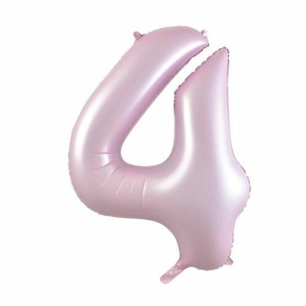 Numbered Foil Balloons – 86 cm | Matt Pastel Pink #4 Decrotex Foil Balloon – 86.36Cm