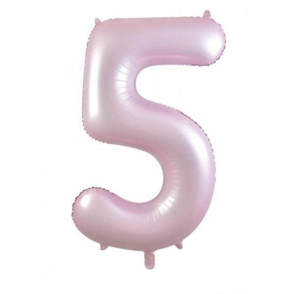 Numbered Foil Balloons – 86 cm | Matt Pastel Pink #5 Decrotex Foil Balloon – 86.36Cm