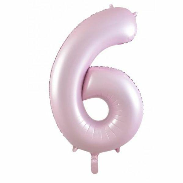 Numbered Foil Balloons – 86 cm | Matt Pastel Pink #6 Decrotex Foil Balloon – 86.36Cm