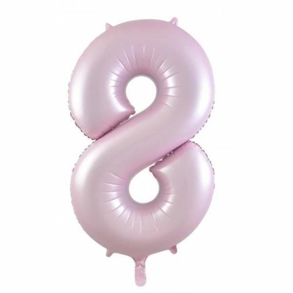 Numbered Foil Balloons – 86 cm | Matt Pastel Pink #8 Decrotex Foil Balloon – 86.36Cm