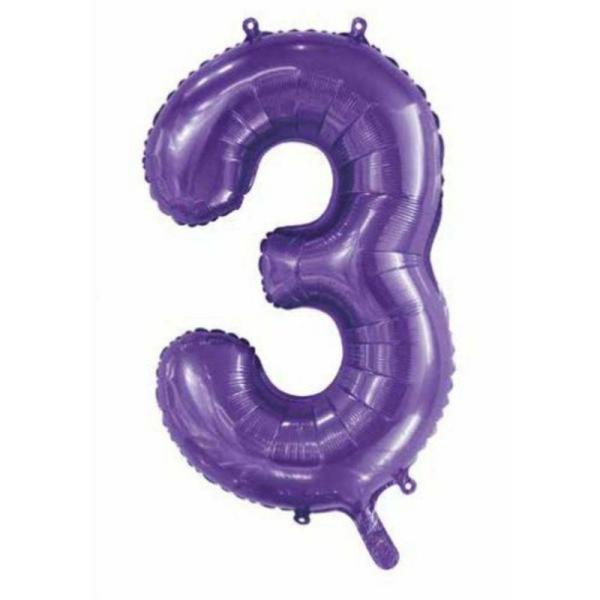 Numbered Foil Balloons – 86 cm | Purple #3 Foil Balloon – 86Cm