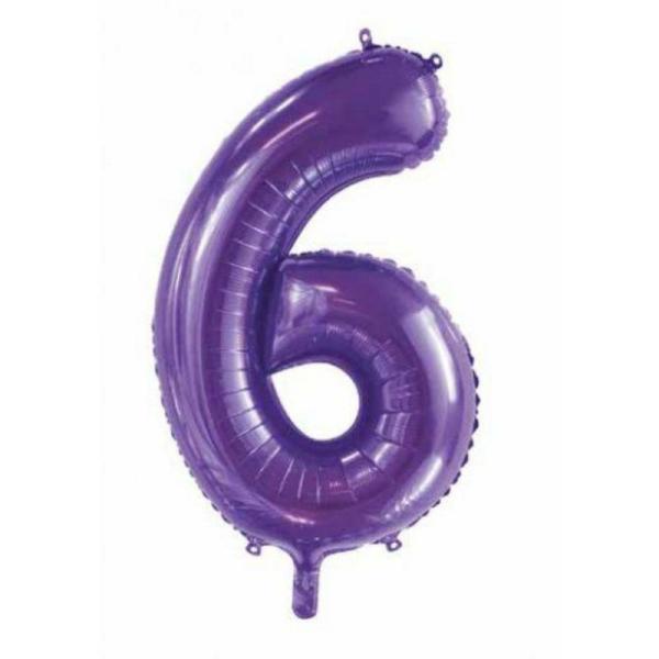 Numbered Foil Balloons – 86 cm | Purple #6 Foil Balloon – 86Cm