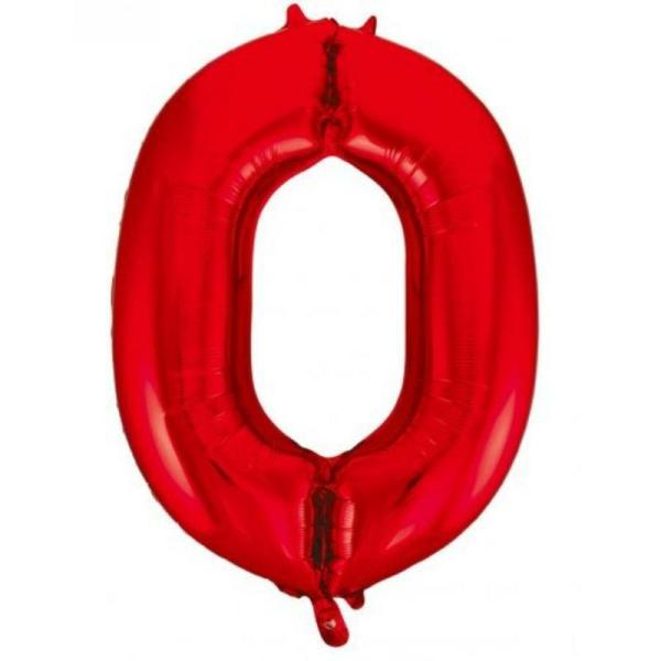 Numbered Foil Balloons – 86 cm | Red #0 Foil Balloon – 86Cm