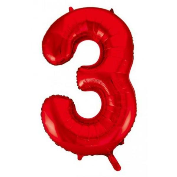 Numbered Foil Balloons – 86 cm | Red #3 Foil Balloon – 86Cm