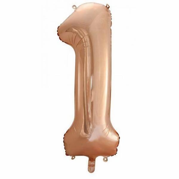 Numbered Foil Balloons – 86 cm | Rose Gold Decrotex Number 1 Foil Balloon – 86Cm