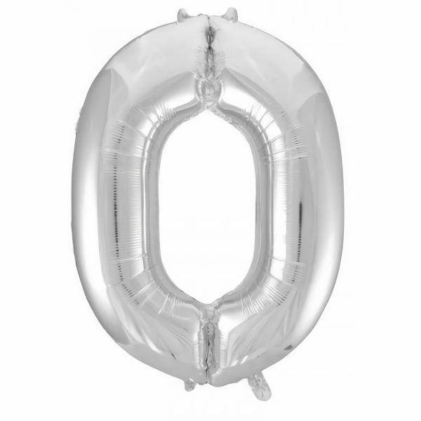 Numbered Foil Balloons – 86 cm | Silver Decrotex Number 0 Foil Balloon – 86Cm