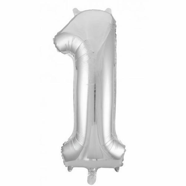 Numbered Foil Balloons – 86 cm | Silver Decrotex Number 1 Foil Balloon – 86Cm