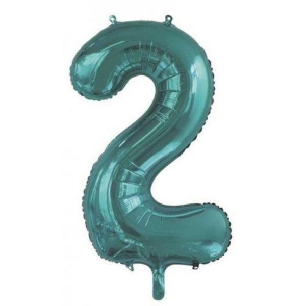 Numbered Foil Balloons – 86 cm | Teal #2 Foil Balloon – 86Cm