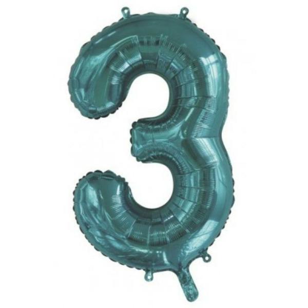 Numbered Foil Balloons – 86 cm | Teal #3 Foil Balloon – 86Cm